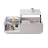 James Lift Up Coffee Table with Hidden Storage and LED Lighting,White