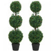 HOMCOM 3.3FT Artificial Boxwood Topiary Trees Fake Plants Set of 2, Green