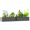Outsunny Raised Garden Beds Set of 2, Galvanized Planter Box, Light Grey