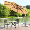 Costway 11ft Patio Offset Umbrella Cantilever Rotation Aluminum Tilt Cross Base Beige