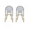 Julien Faux Ratten and Aluminum French Bistro Chairs, Set of 2 - Blue and White