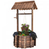 Costway Outdoor Wooden Wishing Well Bucket Flower Plants Planter Garden Home Decor