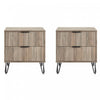 Dumbo Modern 20\" Fluted Nightstand in Rustic Gray (2-Drawer) - Set of 2
