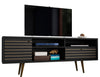 Manhattan Comfort Liberty 70.86\" Mid-Century Modern TV Stand with 4 Shelving Spaces & 1 Drawer - Black