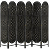 HOMCOM 6 Panel Room Divider, Bohemian Folding Privacy Screen, Black