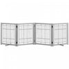 Pawhut Wooden Dog Gate Foldable Pet Fence For Small & Medium Dogs 4 Panel With Support Feet Freestanding Safety Barrier For House Doorway Stairs Light Grey