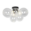 Dainolite Comet 3 Light Flush Mount Polished Chrome Clear Glass Lamp