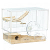 Pawhut Hamster Cage, Transparent Small Animal House With Deep Bottom, Wooden Ramp, Hut, Bathroom And Exercise Wheel For Hamster And Gerbil, 23.2\" L X 14\" W X 18.5\" H, Single Hut