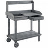 Outsunny 36\" Wooden Potting Bench Work Table With 2 Removable Wheels Gray