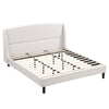 Ellison Fabric Upholstered Platform Bed with Wingback Headboard and Wooden Slat,King Size - Beige