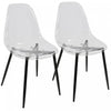 LumiSource Clara Black Clear Mid-Century Modern Dining Accent Chair - Set of 2