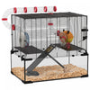 Pawhut Hamster Cage, Small Animal House With Deep Glass Bottom, Tunnel Tube System, Ramps, Platforms, Hut, Exercise Wheel, Water Bottle, Dish, 24\" X 16\" X 22\"