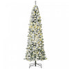 Homcom 7.5ft Prelit Artificial Snow Flocked Pencil Christmas Tree