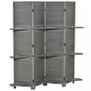 Homcom 5.6ft 4-panel Wooden Room Divider With 3 Storage Shelves