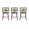 Evalyn Modern Wood Upholstered Counter Stool in Stone - Set of 3