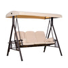 Outsunny 3 Seater Porch Swing Heavy Duty Outdoor Swing Chair Outdoor Lounge Hammock Cushioned Seat W/ Tilt Canopy, Beige