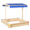 Kids Wooden Sandbox With Cover, Play Station For Children Outdoor Sand Box, With Seats, For Backyard, Beach, 47\" X 47\" X 47\", Natural