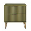 Dumbo Modern 20\" Fluted Nightstand in Olive Green (2-Drawer)