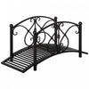 Outsunny Garden Bridge 3.3', Floral Pond Bridge With Safety Railings Black