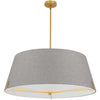 Dainolite Preston 4 Light Pendant 33\" Dia Aged Brass Grey Fabric Shade Lamp