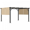 Outsunny 10' X 12' Retractable Pergola Canopy, Outdoor Gazebo With Sun Shade Canopy And Steel Frame, For Backyard, Garden, Patio, Deck, Beige