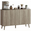 HOMCOM Sideboard, Fluted Buffet Cabinet with Adjustable Shelves, Light Grey