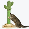 Pawhut Cat Scratching Post, 23.6\" Cactus Scratching Post, Nature Sisal Cat Scratcher With Two Interactive Hanging Balls And Rotating Ball Toys For Indoor Cats