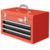 Durhand 3 Drawer Tool Box With Metal Latch Portable Tool Chest Red