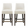 Beever Modern Chenille Wood Counter Stool in Cream - Set of 2 Bar Stool