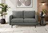 Upholstered Love Seat, 58\" L, Dark Grey Fabric, Black Metal Legs Loveseat