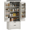 HOMCOM 64\" Kitchen Pantry Cabinet Storage Cabinet with Doors Drawers, White