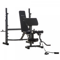 Soozier Weight Bench Stand With Squat Rack, Adjustable Olympic Bench, Multifunctional Arm Curl Pad,