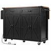 Elton 53.5\" Engineered Wood Kitchen Carts With Power Outlet And Storage - Black