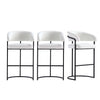 Augusta Modern Metal Upholstered Barstool in White - Set of 3