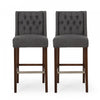 Bruce 30.5\" Counter Height Bar Stools Set Of 2 With Metal Legs And Fabric Upholstery, Charcoal Grey