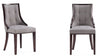 Manhattan Comfort Set of 2 Fifth Avenue Faux Leather Dining Chairs - Grey & Walnut