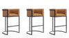 Cosmopolitan Mid-Century Modern Metal Upholstered Barstool in Camel - Set of 3 Bar Stool