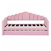 Lily Upholstered Daybed with Trundle and USB Charging Ports,Twin Size,Pink Twin Bed