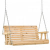 Outsunny 2 Seater Porch Swing Wooden Patio Swing Chair Seat With Cup Holder And Chains Outdoor Swing Bench For Garden Yard, Natural