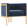 Manhattan Comfort Paramount Polished Brass Velvet Accent Armchair - Royal Blue