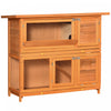Pawhut 2 Tier Elevated Wooden Rabbit Hutch Bunny House Small Animal Cage 47\"l X 19\"w X 39\"h W/ Sliding-out Tray