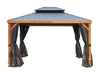 Yosemite 12 X 16' Double Roof Galvanized Steel Roof, Aluminum Posts Wood Finish