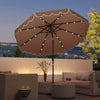 Costway 9.3 FT Solar Patio Umbrella Outdoor Market Sunshade with 24 LED Lights Ruffles Brown