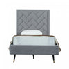 Crosby Modern Upholstered Velvet Twin Bed in Gray