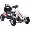 Aosom Pedal Go Kart For Kids, Pedal Powered Ride-On Car With Adjustable Bucket, Handbrake, 4 Rubber Wheels Powered Ride, Indoor Foot Racer, Aged 5-12 Years Old, White