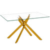 Ethan 51.18\" Rectangular Tempered Glass Dining Table with Stylish Metal Legs,Gold Coffee Table
