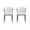 Kirsten Modern Metal Vegan Leather Dining Chair in White - Set of 2 Armoire
