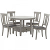 Prescott 5-Piece Round Pedestal Dining Set with Storage Drawer, Grey (Seats 4)