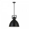Dainolite Liberty 1 Light Pendant Matte Black Finish Matte Black Metal Shade Lamp