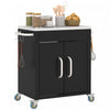 Outsunny Outdoor Grill Cart with Stainless Steel Top, Pizza Oven Table with Cabinet Handles, Hooks and Wheels, Black